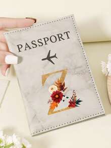 1pc A-Z 26 Letters Fashionable Letter Print Stylish Burgundy Passport Cover, Premium PU Leather Passport Wallet With Multi-Card Pockets For Credit Cards, Boarding Passes, And IDs, Compact And Portable Travel Essentials Organizer For Women, Men Graduation - Pink - View 37