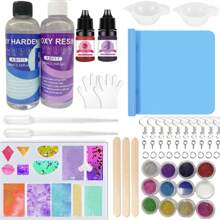Epoxy Resin Mold Jewelry Making Kit, Including Alphabet Silicone Molds, Earring & Pendant Silicone Molds, Casting Tools, Resin Dripping Molds, Decorative Silicone Molds For Stars, Hearts, LOVE, Snowflakes, Circles, Suitable For Chocolate, Jelly, Cookies. Also Includes Random Color Glitter, Resin Colorant, 200ml AB Resin Glue Set (Pre-Mixed, Quick Curing, High Clarity, Durable, Low Odor), For DIY Jewelry, Keychains, Ornaments