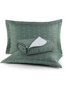 200 Thread Count Double-Sided Bedspread, Double/Queen/King/Single, Embroidered, 3-Piece Luxury Decor - 綠色 - 查看 1
