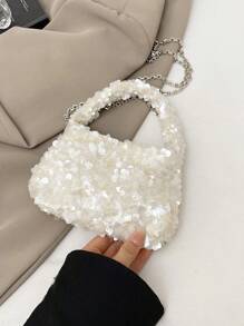 1 pieza Bolso de mano pequeño de alta gama con brillo, estilo minimalista para fiesta de noche, adecuado para banquetes y ocasiones