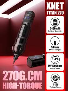 XNET 1PC Titan270 Bezprzewodowa Maszynka Do Tatuażu Długopis Silnik Bezszczotkowy o Wysokim Momentu Obrotowym Z 4.0/5.0mm Skok 2400 mAh Bateria Dla Artysty Tatuażu