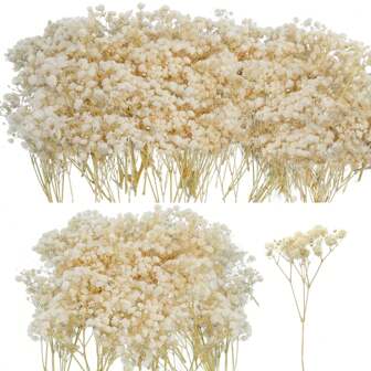 50/100pcs White Artificial Baby's Breath Flowers - Delicate, Durable And Easy To DIY, Suitable For Wedding, Home And Office Decor, Party And Garden - Desktop Boho Style Floral Wreath, No Feather, No Electricity, Ideal For Christmas, Thanksgiving And Halloween