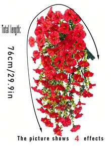 10/6/4/2/1pc Artificial Hanging Flowers, Large Red Morning Glory, Suitable For Wedding, Home, Office, Garden Decor, Artificial Flowers With Eucalyptus Leaves, UV-Resistant Realistic Hanging Plants, Suitable For Autumn Decor, Thanksgiving Decor, Wedding Arch, Wall, Garden, Bedroom, Office, Party Decor - Bright Red - View 3