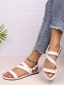 New Casual Versatile Simple Flat Sandals For Women - White - View 1