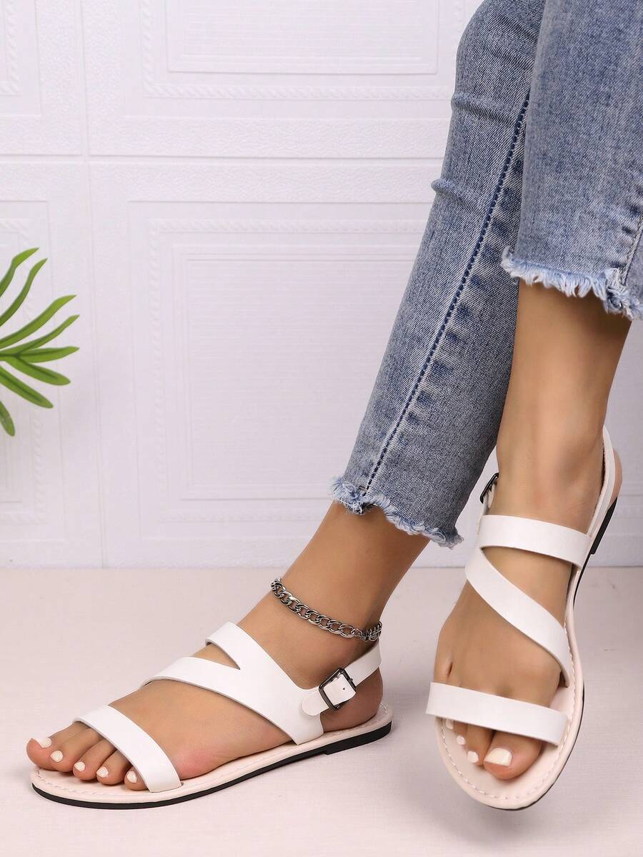 New Casual Versatile Simple Flat Sandals For Women - White - View 1