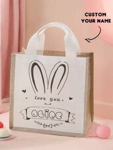 1pc Customized Handbag With Rabbit Ear Pattern, Personalized With Your Own Design, Great Gift For Children And Teenagers, Can Print Your Name Or Friend/Sibling's Name - Multicolor - View 9