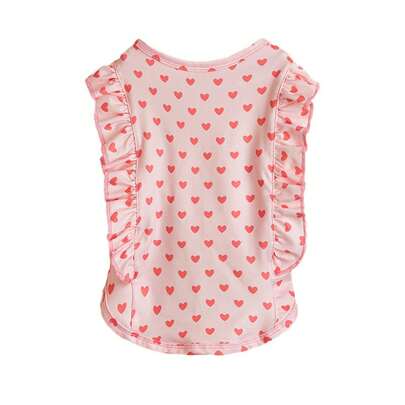 Heart-Shaped Printed Puppy Ruffle Lace Vest, Cute Sweet Warm Friendly Atmosphere Fashion Pet Wear.
