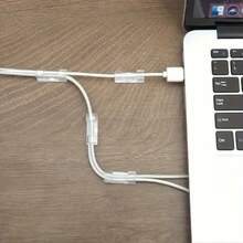 20 Adhesive Cable Clamps, Transparent Cable Brackets For Power Line Management, Plastic Cable Tissue Clamps For Walls And Under Tables - Clear - View 3