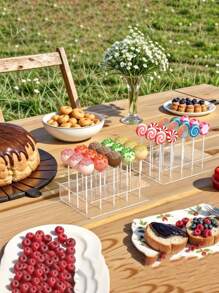 1pc 15/20-Holes Lollipop Holder With Clear Acrylic Display Stand, Candy Shelf For Wedding Party Birthday Cake Pop Dessert Display Wedding Decor Wedding Party Supplies Wedding Decorations Wedding Accessories Wedding Cake Stand