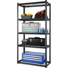PACHIRA Gitternetz Schwerlastregal 90 x 42 x 183 cm Largerregal 5 Tier Einstellbare Regal jeweils Traglast bis 180 KG Total Fachlast 900 KG Robuste Kellerregal Vorrastsregal Für Packhaus Büro - Schwarz - Übersicht 6