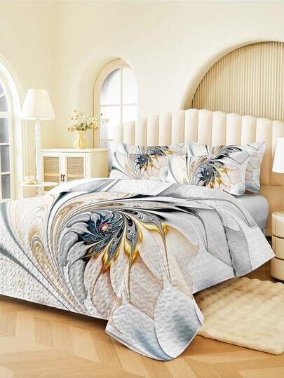 2/3pcs Bedding Set (1 Comforter + 1/2 Pillowcase), Digital Geometric Floral Print, Soft & Comfortable, Fashionable & Fresh, Suitable For Hotel, Bedroom, Dorm, All Seasons