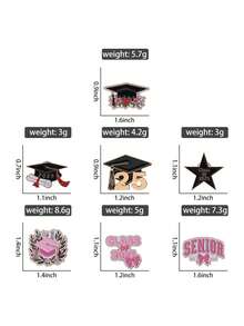 7 件 2025 届毕业季珐琅别针学位帽文凭创意胸针背包翻领徽章珠宝礼物送给朋友