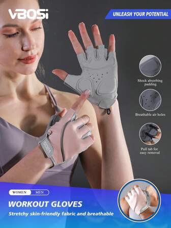 VBOSI 1 双可调节透气运动手套，适用于举重、哑铃、自行车、健身训练、健身房配件、运动、健身房、家庭锻炼、女士健身手套、拳击手套、健身手套、健身手套、男士健身手套