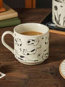 咖啡杯粗陶杯马克杯家用手绘釉下复古创意陶瓷杯古风ins风创意个性复古家用水杯咖啡杯夏季补水复古饮水杯美学办公室补水节日水杯床头水壶办公室补水简约水杯