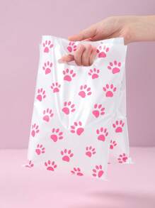 10/25/50 pièces Sacs cadeaux avec empreintes de pattes de chien roses, sacs d'emballage thème de révélation de genre avec empreintes de pattes, cadeaux pour anniversaires, mariages, baby showers, fêtes de révélation de genre, fournitures pour boutiques, sacs à provisions