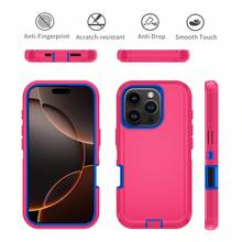 FOGEEK [3-In-1 Heavy Duty Protective Phone Case] Shockproof, Drop-Proof, Anti-Slip Multi-Layer Protective Phone Case, Compatible With IPhone Waterproof Anti-Fall Scratch Resistant - Pink Blue - View 4