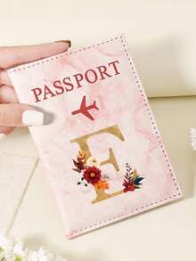 1pc A-Z 26 Letters Fashionable Letter Print Stylish Burgundy Passport Cover, Premium PU Leather Passport Wallet With Multi-Card Pockets For Credit Cards, Boarding Passes, And IDs, Compact And Portable Travel Essentials Organizer For Women, Men Graduation - Pink - View 61