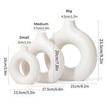 3pcs White Vases, Elegant Bohemian Modern Small Round Cute Vases For Decorating Living Room Coffee Table, Bedroom, Office Desk, Home Gifts, Plastic Vases, Home Decor, Reeds, Dried Flower Bouquet Flower Vases Back To School Room Decor School Supplies Glass Vase - Multicolor - View 9