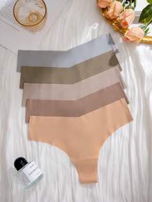 Set de 5 bragas invisibles y cómodas de estilo T-back, transpirables y sexys para mujer - Multicolor - Ver 5