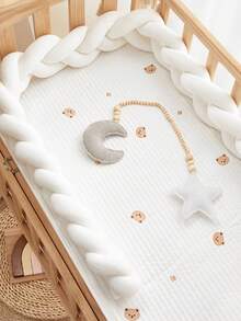 1 件婴儿床手工编织麻花针织保险杠垫，柔软厚实的婴儿摇篮、尿布台、婴儿车、婴儿床护栏