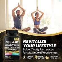 Shilajit 8 en 1 para hombres con ashwaganda, suplemento orgánico del Himalaya con rhodiola rosea, ginseng, cúrcuma y extracto de hongos. Favorece el sistema inmunitario, proporciona energía, calma, concentración, claridad, sueño y cortisol.