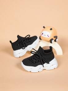 全新婴儿和幼儿低帮夜光休闲时尚透气减震易穿脱跑步鞋 - 黑與白 - 查看 6