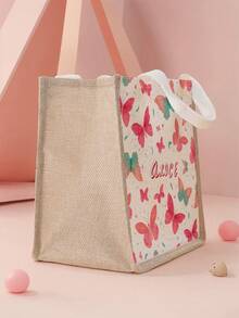 1pc Customizable Mini Handbag With Butterfly Pattern And Personalized Name Print, Suitable For Children And Teenagers, Can Be Gifted To Siblings Or Classmates - Multicolor - View 3