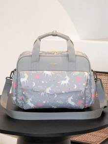 LEQUEEN 1pc New Oxford Fabric Floral Design Large Capacity Mommy Bag, Fashionable, Casual Shoulder & Crossbody Diaper Bag, Multi-Functional, Perfect For Outdoors, Travel, Hospitalization, Storage - Multicolor - View 12