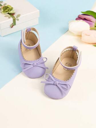 Cute Bow Decor Candy Color Princess Shoes, Baby Toddler Walking Shoes