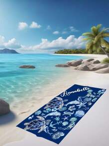 1pc Customized Pink Castle Text Personalized Beach Towel, Custom Pattern And Name Printed Bath Towel, Customized Pool Towel With Name, Beach Blanket For Outdoor, Birthday Holiday Gift For Dad, Mom, Family, Boyfriend, Girlfriend Bathroom Decor Summer Travel Essentials Travel Accessories Beach Essentials