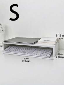 1pc Desktop Computer Riser, Office Desk Storage Organizer Rack For Monitor, Makeup, Blind Box Display, Dorm Table Decor