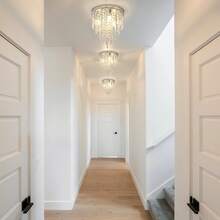 1 Pack Modern Crystal Chandelier Raindrop Crystal Ceiling Light, 3 Lamp Bases, Silver, 9.84 Inch, Flush Mount, Hallway, Bedroom (Bulb Not Included) - Silver - View 3