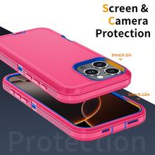 FOGEEK [3-In-1 Heavy Duty Protective Phone Case] Shockproof, Drop-Proof, Anti-Slip Multi-Layer Protective Phone Case, Compatible With IPhone Waterproof Anti-Fall Scratch Resistant - Pink Blue - View 6