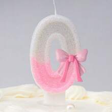 1 支生日数字蜡烛彩色粉色蝴蝶结生日蜡烛蛋糕闪光数字 1 蜡烛蛋糕装饰带亮片，适合女孩和女士周年纪念庆祝物品 - 彩色 - 查看 12