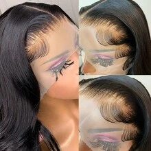 Brazilian 13x4 13x6 Lace Frontal Wig Pre Plucked Body Wave 4x4 Lace Frontal Wigs Pre Plucked With Baby Hair For Women Human Hair Swiss Lace Remy Hair  360 Full Lace Front Body Wave Wigs Human Hair  30 32 Inch Wear And Go Glueless Wigs Human Hair Pre Plucked Pre Cut 6x4 7x5 9x6 Lace Wigs Body Wave Lace Front Wigs 13x4 Body Wave Glueless Drawstring Wigs 200% Density Natural Black Bling Hair - Natural Black - 查看 3