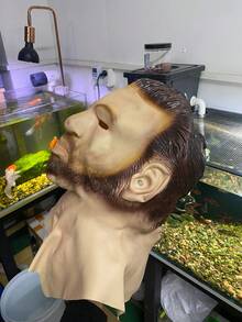 逼真乳胶面具，帅哥白色DIY成人乳胶面具全头派对面具