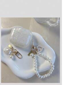 1个高级贝壳图案+珍珠挂链耳机保护套，兼容苹果2/3/4/Pro/Pro 2/Pro 3，防震保护套