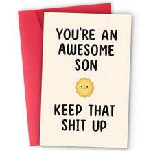 1pc, Funny Birthday Card. Son Birthday Greeting Card. Creative Little Sun Pattern Embellishment Design. Suitable For Birthday Party, Perfect Birthday Greeting Card For Son (12cm/4.7inx17cm/6.7in) - Multicolor - View 1