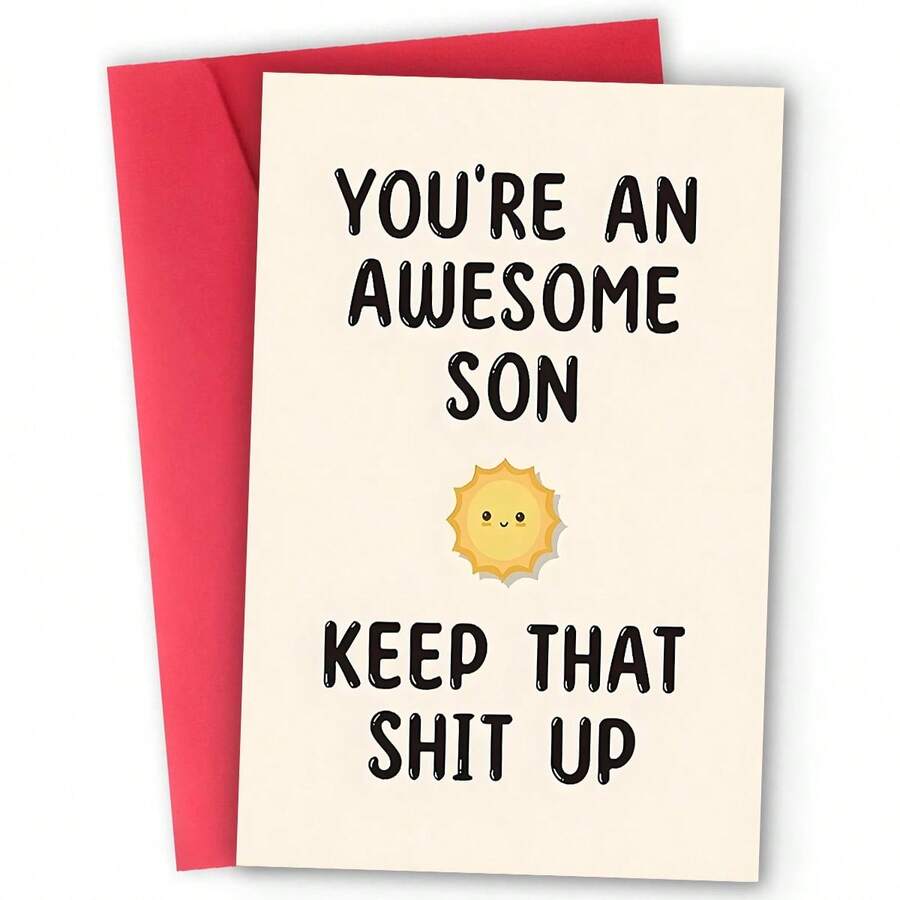 1pc, Funny Birthday Card. Son Birthday Greeting Card. Creative Little Sun Pattern Embellishment Design. Suitable For Birthday Party, Perfect Birthday Greeting Card For Son (12cm/4.7inx17cm/6.7in) - Multicolor - View 1