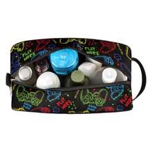 Travel Toiletry Bag For Boys And Men Video Games Waterproof Hanging Dopp Kit For Kids Shaving Bag With Large Capacity For Travel And Sports Shower Made Of Water-Resistant Polyester And Smooth Lining Easy To Wipe Clean Lightweight And Quick-Drying Sturdy Stitching Can Hold Many Items 10.5 X 4.4 X 5.3 Inch With One Main Compartment And One Front Pocket Side Handle For Easy Carrying And Hanging Can Be Used As Wash Bag Or Cosmetic Bag Suitable For Holiday Business Trips Travel Camping Beach Gym Or Home Use Great Gift For Boyfriend Husband Girlfriend And Friends - Multicolor - View 5