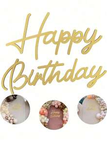 Letrero de madera "Feliz cumpleaños" en dorado y blanco, decoración de fondo de arco de globos para fiesta de cumpleaños, con letras huecas de madera blanca "Feliz cumpleaños", letrero de fondo "Feliz cumpleaños", letrero con calcomanía, decoración de fondo retro de fiesta de cumpleaños en el país para fotografías, adecuado para fiesta de cumpleaños, decoración de fotografías, arreglo de sorpresa de cumpleaños