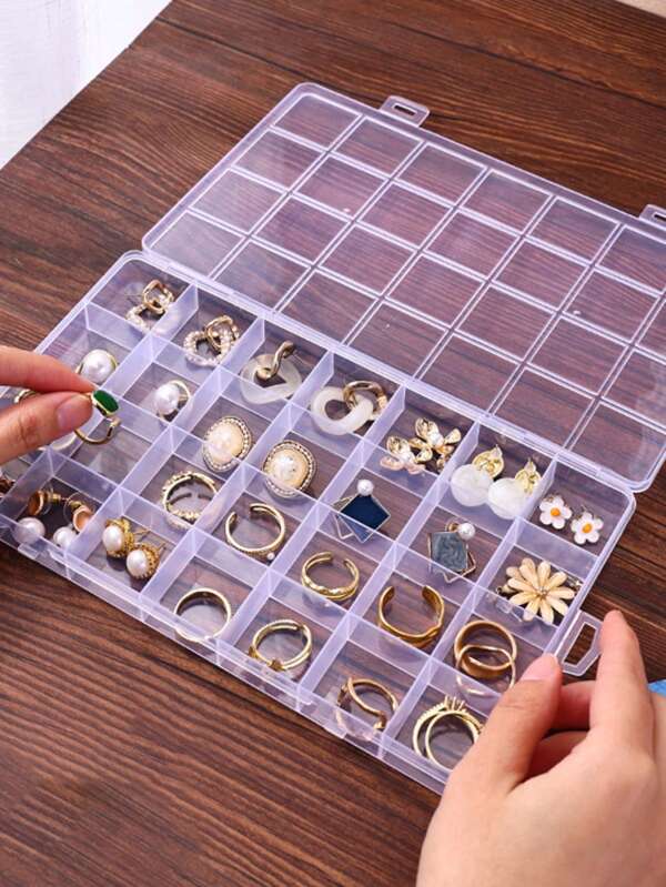 1 Caja de joyería transparente, fácil de llevar, puede contener todo tipo de joyas, collares, anillos, puedes ver la joyería que quieres tomar sin abrir la tapa, muy conveniente