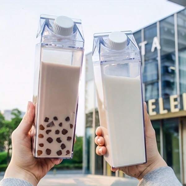 1 Stück/2 Stück multifunktionale tragbare quadratische Milchtasse mit großer Kapazität, Wohnmobil-Küchenausstattung, Lebensmittel-Spender, multifunktional, versiegelt, Frisch-Halte-Milch-Aufbewahrungsflasche, Kaffeebecher, geeignet für Tee, Saft, Milch, Geburtstagsgeschenk, Trinkgeschirr
