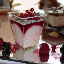 25/50/100/200Pcs, 5 Oz Plastic Clear Square Parfait Cups With Spoons, Party Small Serving Dessert Bowls For Appetizers, Puddings, Mousse, Yogurt, Parfait Ice Cream