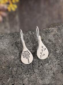 1pair Simple Vintage Frosted Dandelion Earrings