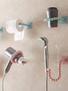 多功能通用可调节淋浴支架，带支架，无需钻孔，浴室储物架，非常适合忙碌的家庭和租房者。非常适合安装淋浴器、放置吹风机、存放拖鞋和整理洗漱用品，不会损坏墙壁，适合任何浴室设置