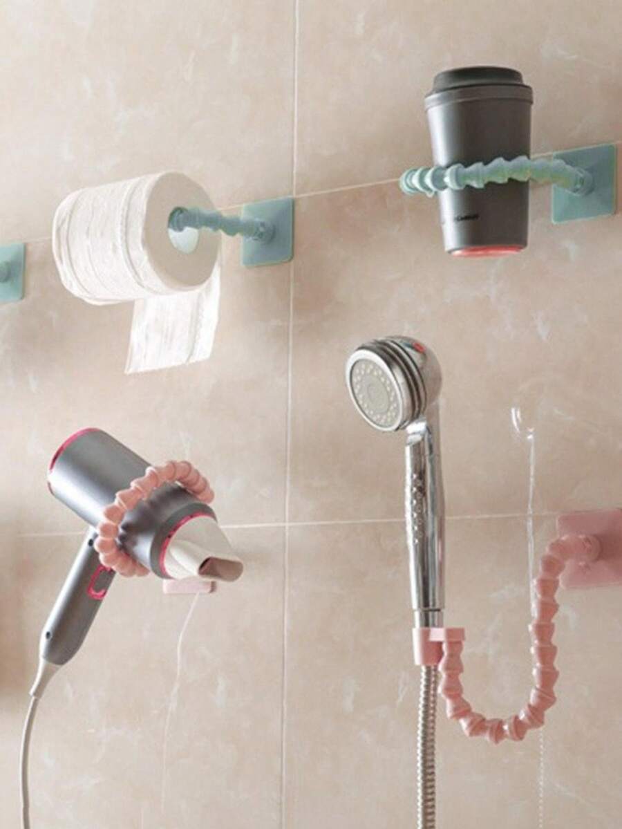 多功能通用可调节淋浴支架，带支架，无需钻孔，浴室储物架，非常适合忙碌的家庭和租房者。非常适合安装淋浴器、放置吹风机、存放拖鞋和整理洗漱用品，不会损坏墙壁，适合任何浴室设置