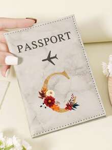 1pc A-Z 26 Letters Fashionable Letter Print Stylish Burgundy Passport Cover, Premium PU Leather Passport Wallet With Multi-Card Pockets For Credit Cards, Boarding Passes, And IDs, Compact And Portable Travel Essentials Organizer For Women, Men Graduation - Pink - View 131