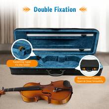 RibasuBB Oxford Cloth Violin Case For 4/4 Size – Soft Interior, Adjustable Strap, Large Storage Pocket, Blue Lining, Protective & Durable - Black - View 2