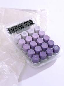 1 件多巴胺透明渐变色机械键盘计算器，卡通图案，4 种颜色可选，10 位大显示屏电子计算器，适用于办公室、学校、银行使用（不含电池）、学校用品、返校